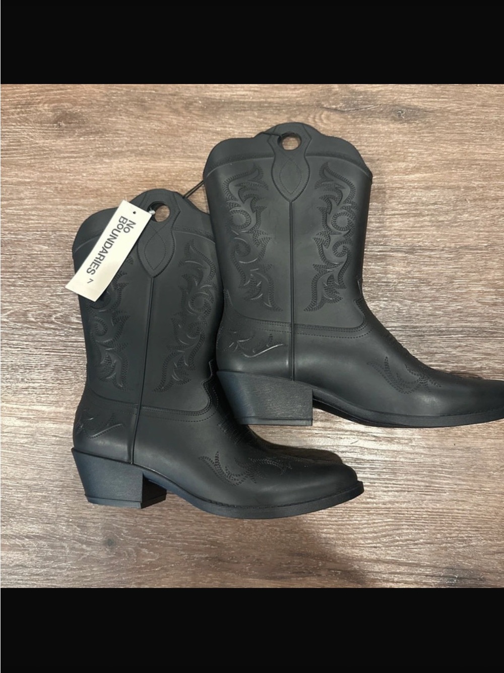 No Boundaries Black Western-Style Ankle Boots